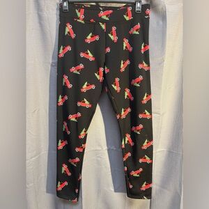 Serra Fleece Lined Leggings with Holiday Trucks - Christmas/Holiday